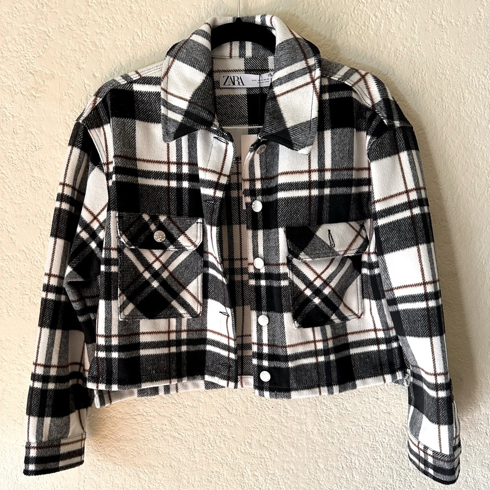 Zara cropped plaid jacket